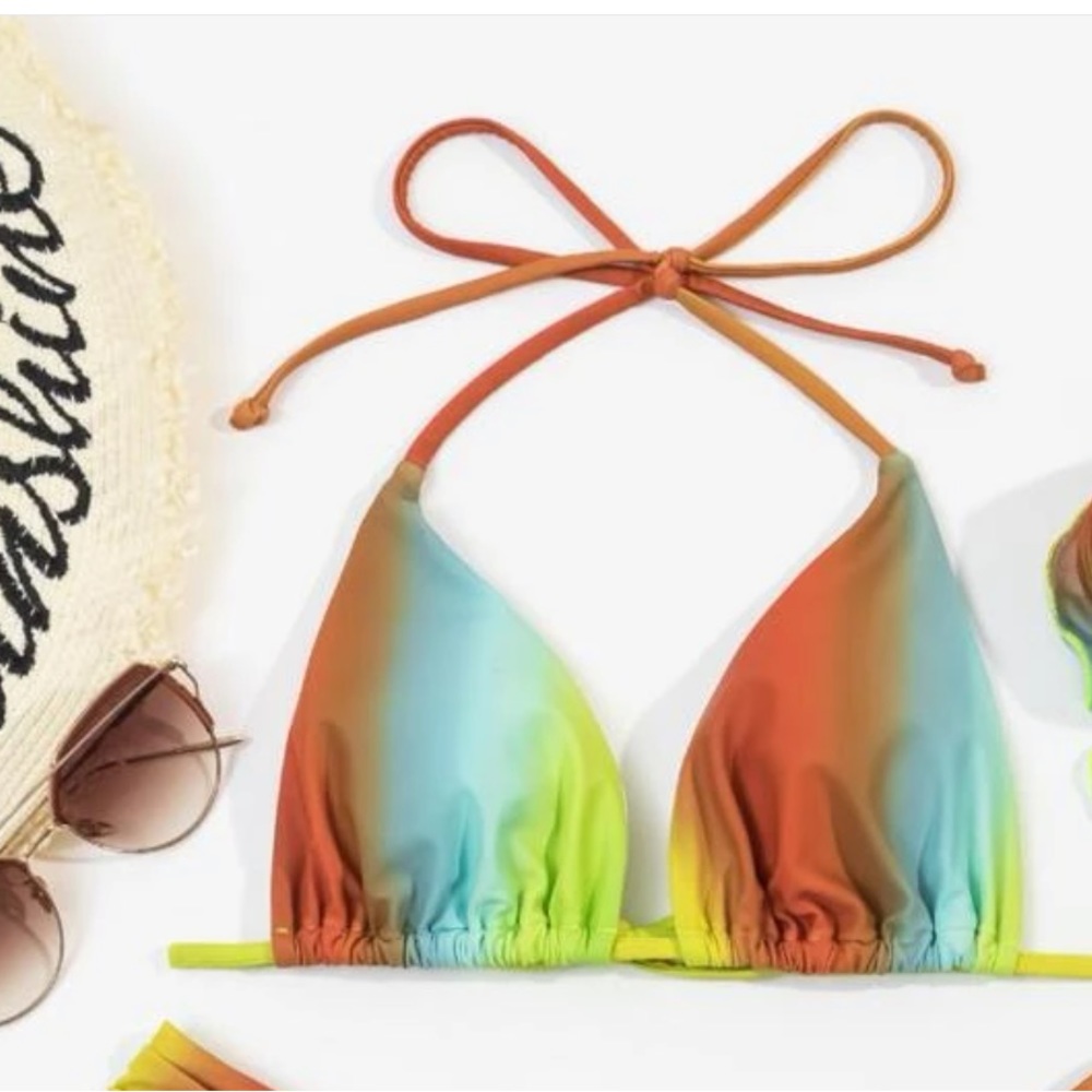 Ombré Halter Triangle Bikini Top
